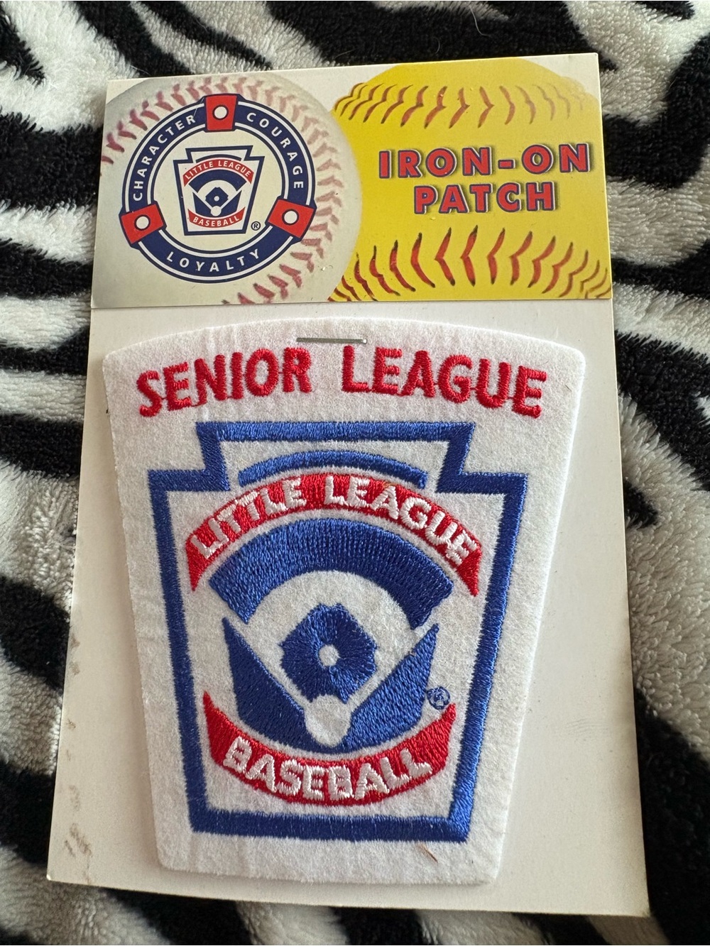 Senior League Iron-On Patch - White, Red & Blue
